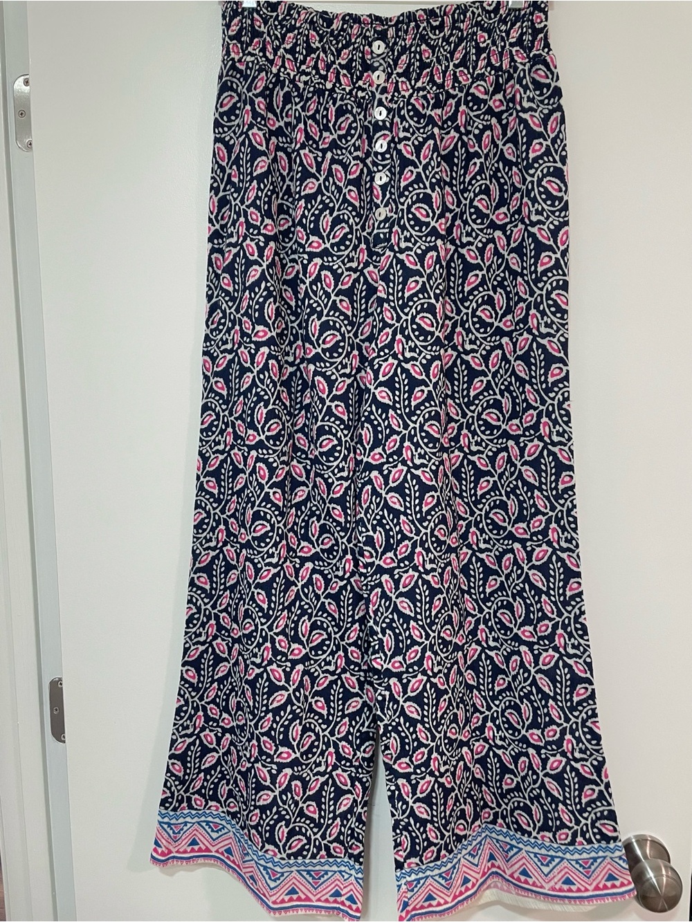 Sundance Zola Wide Leg Pants Women’s S Blue Paisley Cotton Gauze Boho - Picture 2 of 16